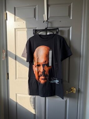 WWE Black Short-Sleeve Tee with Large Orange Face Graphic